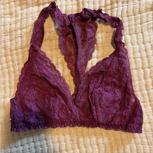 Victoria's Secret Lace Halter Bralette in Rich Purple